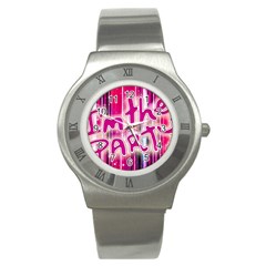 Party Concept Typographic Design Stainless Steel Watch by dflcprintsclothing