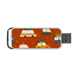 Cute Merry Christmas And Happy New Seamless Pattern With Cars Carrying Christmas Trees Portable Usb Flash (one Side) by EvgeniiaBychkova