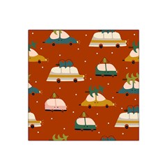 Cute Merry Christmas And Happy New Seamless Pattern With Cars Carrying Christmas Trees Satin Bandana Scarf by EvgeniiaBychkova
