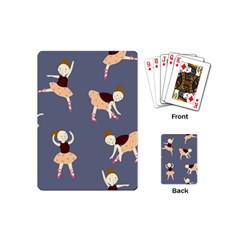 Cute  Pattern With  Dancing Ballerinas On The Blue Background Playing Cards Single Design (mini) by EvgeniiaBychkova