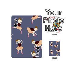 Cute  Pattern With  Dancing Ballerinas On The Blue Background Playing Cards 54 Designs (mini) by EvgeniiaBychkova