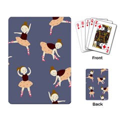 Cute  Pattern With  Dancing Ballerinas On The Blue Background Playing Cards Single Design (rectangle) by EvgeniiaBychkova