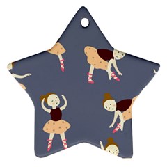 Cute  Pattern With  Dancing Ballerinas On The Blue Background Star Ornament (two Sides) by EvgeniiaBychkova