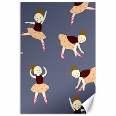 Cute  Pattern With  Dancing Ballerinas On The Blue Background Canvas 24  X 36  by EvgeniiaBychkova