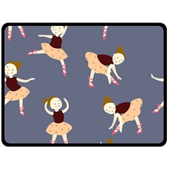 Cute  Pattern With  Dancing Ballerinas On The Blue Background Double Sided Fleece Blanket (large)  by EvgeniiaBychkova