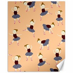 Cute  Pattern With  Dancing Ballerinas On Pink Background Canvas 11  X 14  by EvgeniiaBychkova