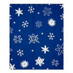 Christmas Seamless Pattern With White Snowflakes On The Blue Background Shower Curtain 60  X 72  (medium)  by EvgeniiaBychkova