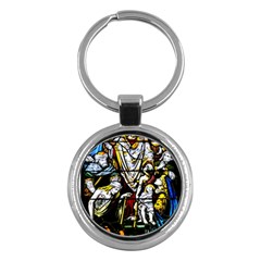 Christian Window Glass Art Print Key Chain (round) by dflcprintsclothing