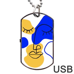 Evening Mood Face Drawing Dog Tag Usb Flash (two Sides) by ArtsyWishy