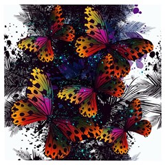 Butterfly Floral Pattern Wooden Puzzle Square