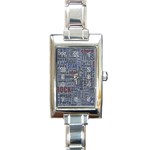 Dark Denim With Letters Rectangle Italian Charm Watch Front