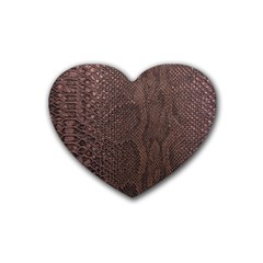 Leather Snakeskin Design Rubber Coaster (heart)  by ArtsyWishy