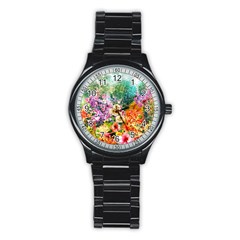 Forest Flowers  Stainless Steel Round Watch by ArtsyWishy