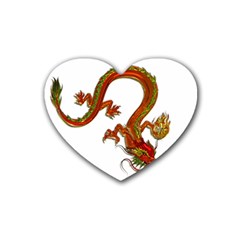 Dragon Art Glass Metalizer China Rubber Coaster (heart)  by HermanTelo