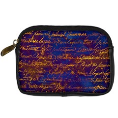 Majestic Purple And Gold Design Digital Camera Leather Case by ArtsyWishy