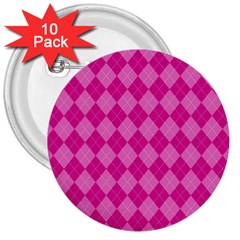 Pink Diamond Pattern 3  Buttons (10 Pack)  by ArtsyWishy