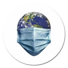 Earth With Face Mask Pandemic Concept Magnet 5  (round) by dflcprintsclothing