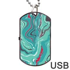 Green Vivid Marble Pattern 2 Dog Tag Usb Flash (two Sides) by goljakoff