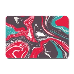 Red Vivid Marble Pattern 3 Small Doormat  by goljakoff