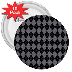 Black Diamonds 3  Buttons (10 Pack)  by ArtsyWishy