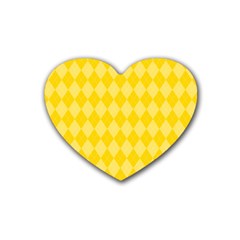 Yellow Diamonds Rubber Heart Coaster (4 Pack) by ArtsyWishy