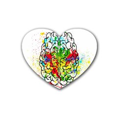 Brain Mind Psychology Idea Hearts Rubber Coaster (heart) 