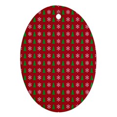 Snowflake Christmas Tree Pattern Ornament (oval) by Amaryn4rt