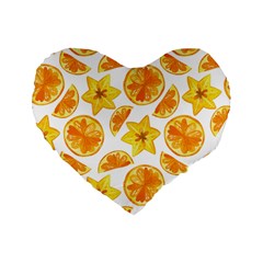 Oranges Love Standard 16  Premium Flano Heart Shape Cushions