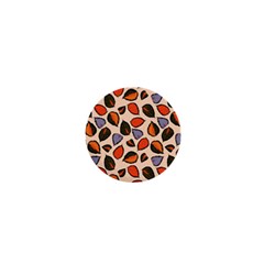 Orange Blue Leaves Pattern 1  Mini Buttons by designsbymallika