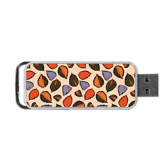 Orange Blue Leaves Pattern Portable Usb Flash (one Side) by designsbymallika