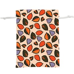 Orange Blue Leaves Pattern  Lightweight Drawstring Pouch (xl) by designsbymallika