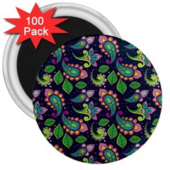 Paisley Green Print 3  Magnets (100 Pack) by designsbymallika