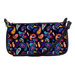 Paisley Baatik Purple Print Shoulder Clutch Bag by designsbymallika