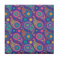 Baatik Purple Print Tile Coaster by designsbymallika