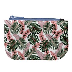 Tropical Leaves Pattern Large Coin Purse by designsbymallika