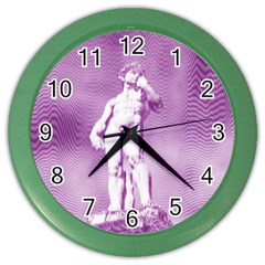 Modul Statue Greek Athlete Vaporwave Color Wall Clock by GrenarLab