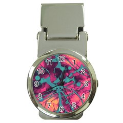 Pink And Turquoise Alcohol Ink Money Clip Watches by Dazzleway