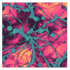 Pink And Turquoise Alcohol Ink Large Satin Scarf (square) by Dazzleway