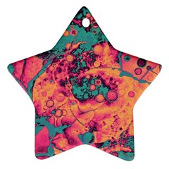 Orange And Turquoise Alcohol Ink  Ornament (star) by Dazzleway