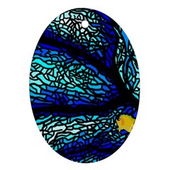 Sea-fans-diving-coral-stained-glass Oval Ornament (two Sides) by Sapixe