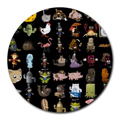 Glitch Glitchen Npc Animals And Characters Pattern Round Mousepads by WetdryvacsLair