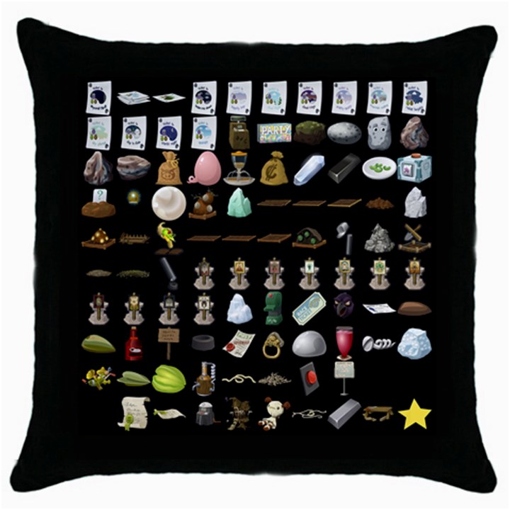 Glitch Glitchen Misc Three Throw Pillow Case (Black)