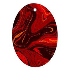 Red Vivid Marble Pattern Oval Ornament (two Sides) by goljakoff