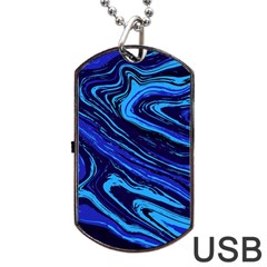 Blue Vivid Marble Pattern 16 Dog Tag Usb Flash (one Side) by goljakoff