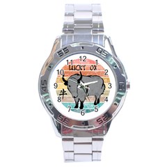 Chinese New Year ¨c Year Of The Ox Stainless Steel Analogue Watch by Valentinaart