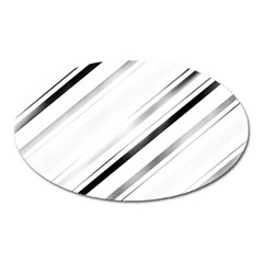 High Contrast Minimalist Black And White Modern Abstract Linear Geometric Style Design Oval Magnet by dflcprintsclothing