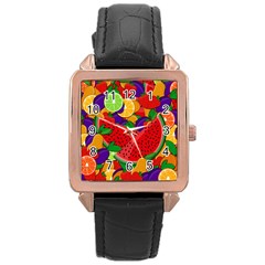 Fruit Life 2  Rose Gold Leather Watch  by Valentinaart