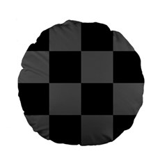 Black Gingham Check Pattern Standard 15  Premium Flano Round Cushions by yoursparklingshop