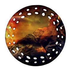 Tiger King In A Fantastic Landscape From Fonebook Round Filigree Ornament (two Sides) by 2853937