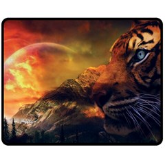 Tiger King In A Fantastic Landscape From Fonebook Fleece Blanket (medium) 
